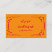 Retro Sinaasappel Rood Handgeschreven Drawn Unique Visitekaartje (Voorkant)