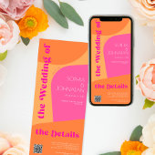 Retro sinaasappel roze abstract bruiloft rsvp deta kaart