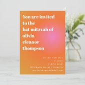 Retro Sinaasappel Roze Gradient Unique Bat Mitzvah Kaart (Staand voorkant)