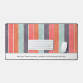Retro Sinaasappel Roze Groen Grijs Strepen Aangepa Bureaumat (Keyboard & Muis)