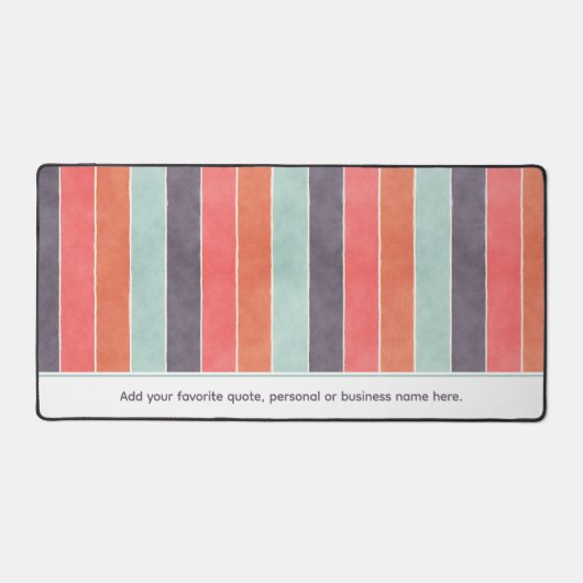 Retro Sinaasappel Roze Groen Grijs Strepen Aangepa Bureaumat (Voorkant)