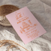 Retro Sinaasappel Roze Hand getekend Italiaans Bab Kaart