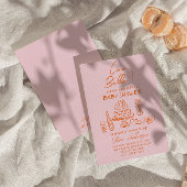 Retro Sinaasappel Roze Hand getekend Italiaans Bab Kaart