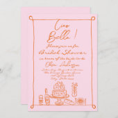 Retro Sinaasappel Roze Hand getekend Italiaans Vri Kaart (Voorkant / Achterkant)