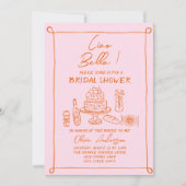 Retro Sinaasappel Roze Hand getekend Italiaans Vri Kaart (Voorkant)