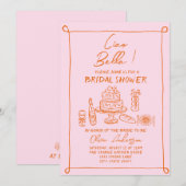 Retro Sinaasappel Roze Hand getekend Italiaans Vri Kaart (Voorkant / Achterkant)