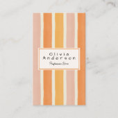 Retro Sinaasappel Roze Hand Getrokken Strepen Tren Visitekaartje (Voorkant)
