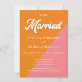 Retro Sinaasappel Roze Kleur Blok Bruiloft Casual Kaart (Voorkant)