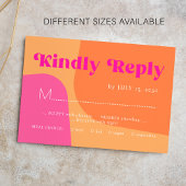 Retro sinaasappel roze vet typografie bruiloft RSV Notitiekaartje