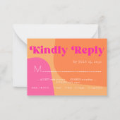 Retro sinaasappel roze vet typografie bruiloft RSV Notitiekaartje (Voorkant)