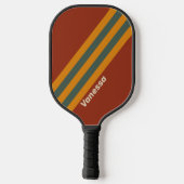 Retro Sinaasappel Rust Stripes met Naam Pickleball Paddle (Achterkant)
