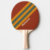Retro Sinaasappel Rust Stripes met Naam Tafeltennisbatje (Voorkant)