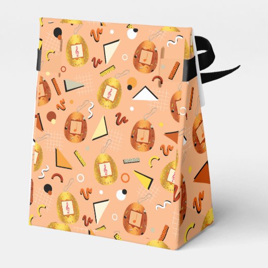 Retro Sinaasappel Tamagotchi Verjaardag Bedankdoosjes (Achterkant)