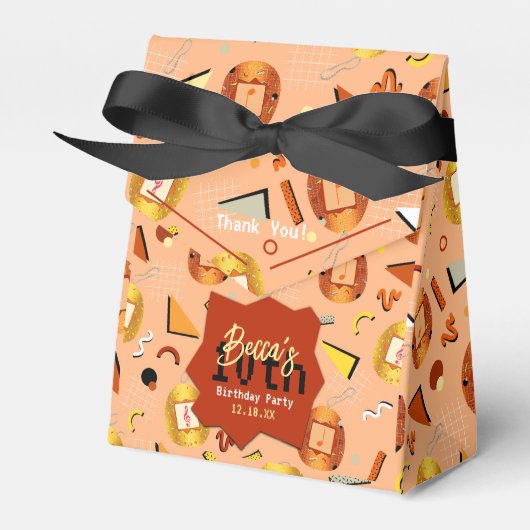 Retro Sinaasappel Tamagotchi Verjaardag Bedankdoosjes (Voorkant Zijde)