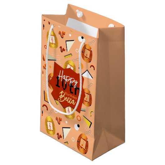 Retro Sinaasappel Tamagotchi Verjaardag Klein Cadeauzakje (Voorkant Gekanteld)