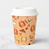 Retro Sinaasappel Tamagotchi Verjaardag Papieren Bekers (Achterkant)