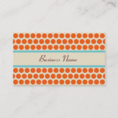 Retro Sinaasappel Turquoise Polka Dots Visitekaart Visitekaartje (Voorkant)