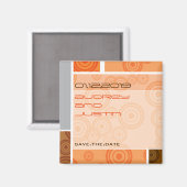 Retro Sinaasappel van de Blokken van Cirkels Magneet (Voorkant / Achterkant)