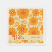 Retro  Sinaasappel Wildflower Wedding Servet (Voorkant)