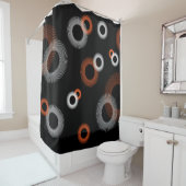 Retro  Sinaasappel Wit Zwart Starburst Patroon Douchegordijn (In situ)