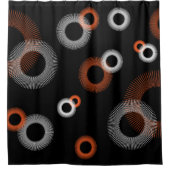 Retro  Sinaasappel Wit Zwart Starburst Patroon Douchegordijn (Voorkant)