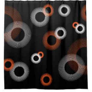 Retro Sinaasappel Wit Zwart Starburst Patroon Douchegordijn