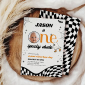 Retro Sinaasappel Zwart Een Spooky Dude 1e Verjaar Kaart