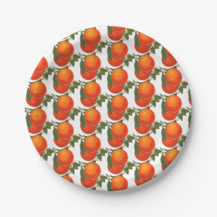 Retro Sinaasappels Patroon Papier Borden Papieren Bordje