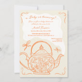 Retro sinaasappels strikken theepot baby is brouwe kaart (Voorkant)