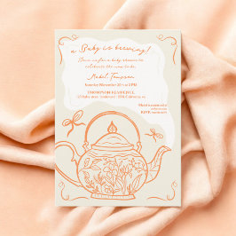 Retro sinaasappels strikken theepot baby is brouwe kaart