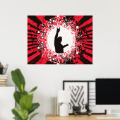 Retro Singer Red en Black Poster (Thuiskantoor)