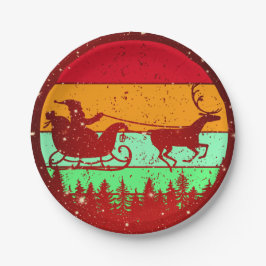 Retro  Sint Sinterklaas Reindedarm 7 inch Papieren Bordje