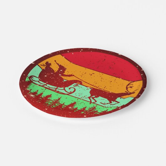 Retro  Sint Sinterklaas Reindedarm 7 inch Papieren Bordje (Gekanteld)