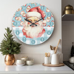 Retro Sinterklaas Blauw en Wit Plaid Kerstmis Grote Klok<br><div class="desc">Vier het feestseizoen met onze Retro Sinterklaas Blauw en Wit Plaid Christmas Grote Klok! Deze charmante klok heeft een nostalgisch Sinterklaasontwerp tegen een stijlvolle blauw-witte geruite achtergrond, die charme combineert met moderne flair. Perfect voor het toevoegen van een feestelijke touch aan uw woonkamer, keuken of entree, deze klok is zowel...</div>