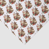 Retro Sinterklaas en Rendier Kerstpatroon Tissuepapier (Detail)