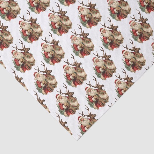 Retro Sinterklaas en Rendier Kerstpatroon Tissuepapier (Detail)
