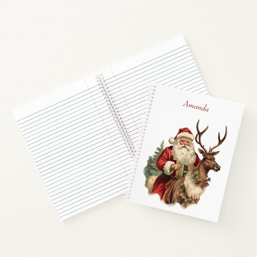 Retro Sinterklaas en rendieren Kerstmis Notitieboek (Binnen)