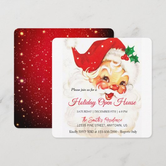 Retro Sinterklaas Feest, Open Huis Feestdagenkaart (Voorkant / Achterkant)