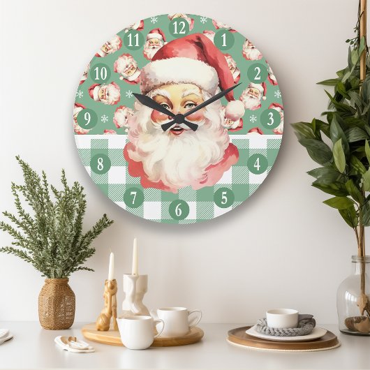 Retro Sinterklaas Groen en Wit Plaid Kerstmis Grote Klok