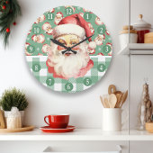 Retro Sinterklaas Groen en Wit Plaid Kerstmis Grote Klok
