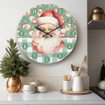 Retro Sinterklaas Groen en Wit Plaid Kerstmis Grote Klok<br><div class="desc">Vier het feestseizoen met onze Retro Sinterklaas Groen en Wit Plaid Kerstmis Grote Klok! Deze charmante klok heeft een nostalgisch Sinterklaasontwerp tegen een stijlvolle groene en witte geruite achtergrond, die charme combineert met moderne flair. Perfect voor het toevoegen van een feestelijke touch aan uw woonkamer, keuken of entree, deze klok...</div>