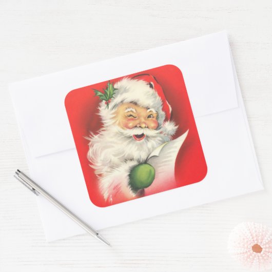 Retro  Sinterklaas groot Vierkante Sticker (Envelop)