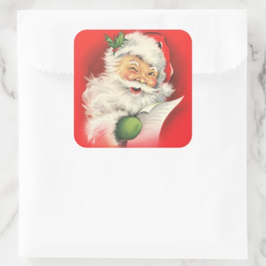 Retro  Sinterklaas groot Vierkante Sticker (Tas)