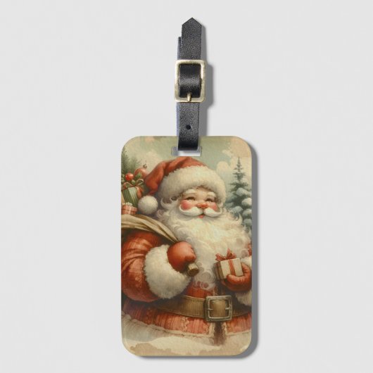 Retro Sinterklaas illustratie Bagagelabel (Voorkant (verticaal))