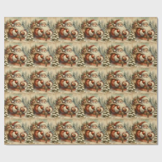 Retro Sinterklaas illustratie Cadeaupapier (Vlak)