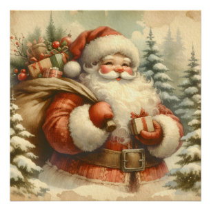 Retro Sinterklaas illustratie Foto Afdruk