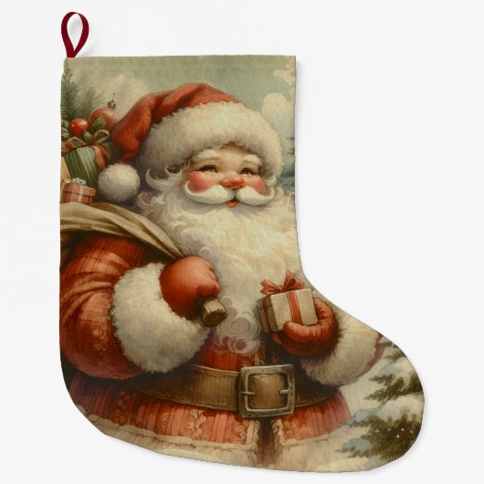 Retro Sinterklaas illustratie Grote Kerstsok (Voorkant)