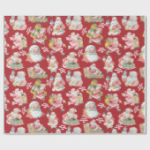 Retro Sinterklaas inpakpapier in rood (Vlak)