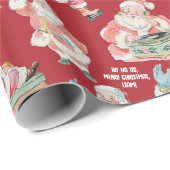 Retro Sinterklaas inpakpapier in rood (Rol Hoek)