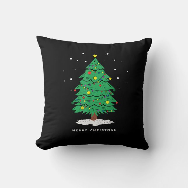 Retro Sinterklaas Kerstboom Verlichting Kussen (Voorkant)